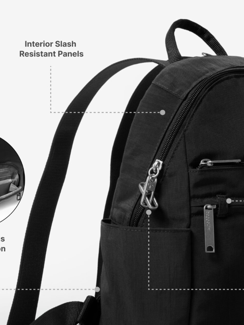 baggallini Charcoal Securtex Anti-Theft Vacation Backpack/NWT - Picture 10 of 16